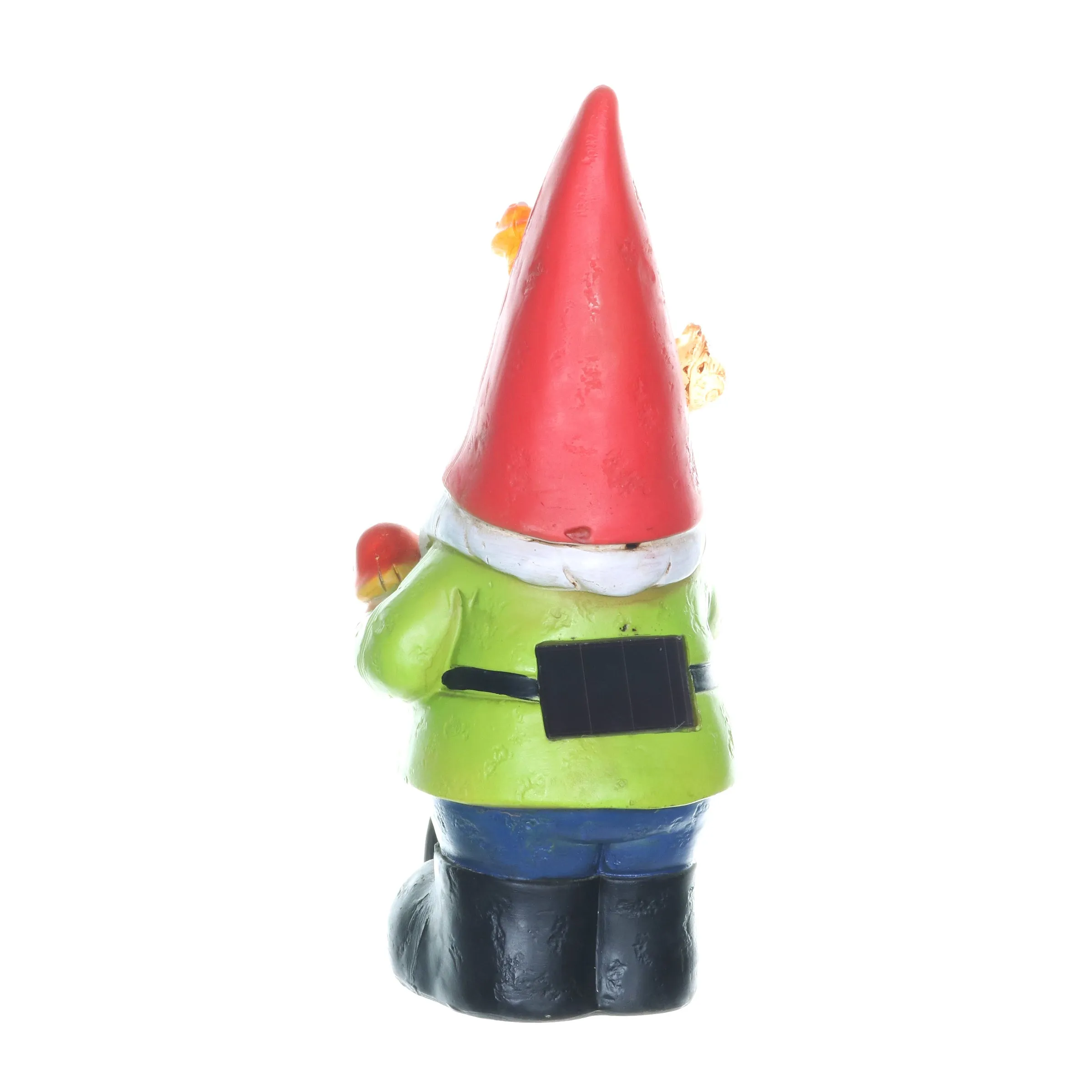 Solar Red Hat Roy Garden Gnome Statue with Shovel, 10 Inch