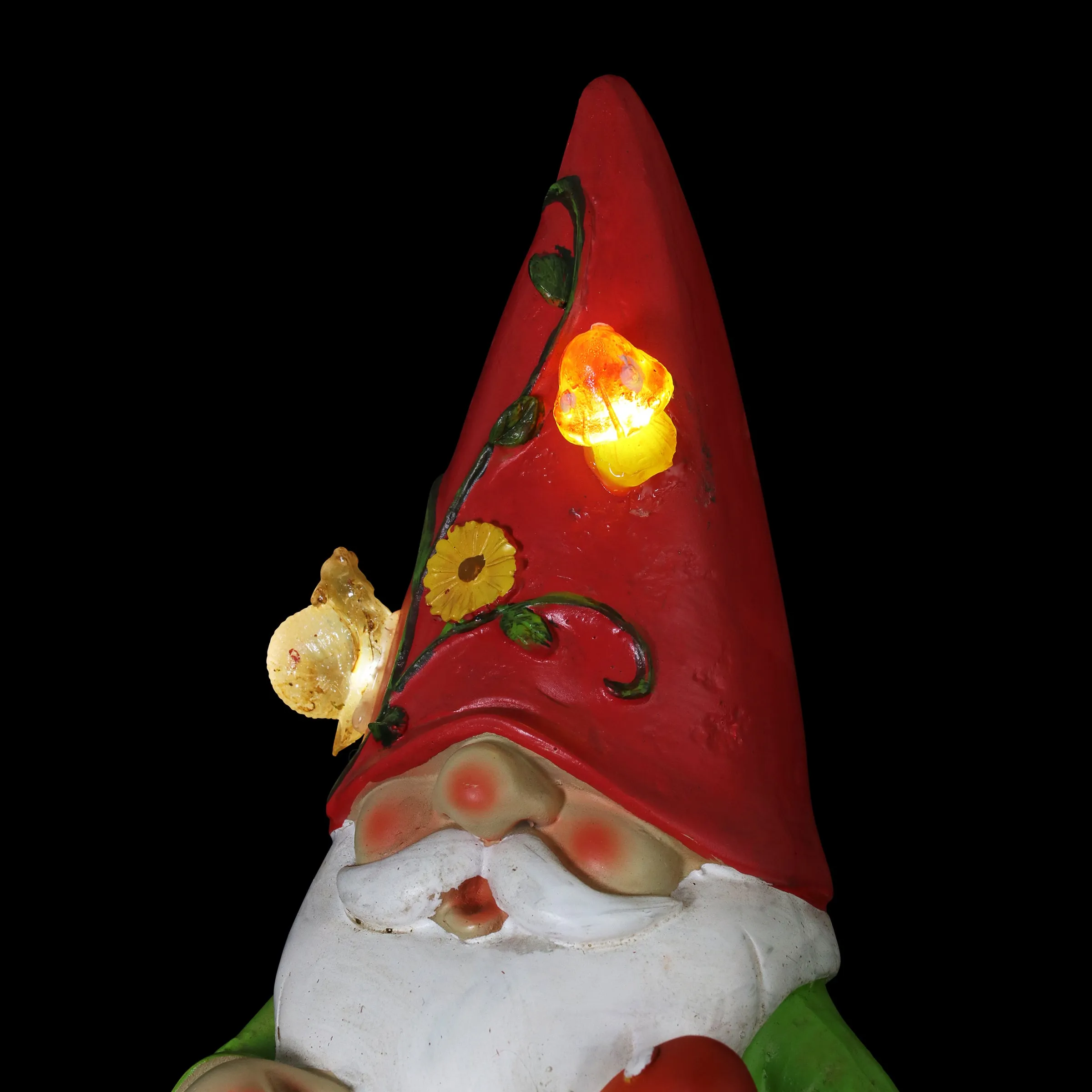 Solar Red Hat Roy Garden Gnome Statue with Shovel, 10 Inch