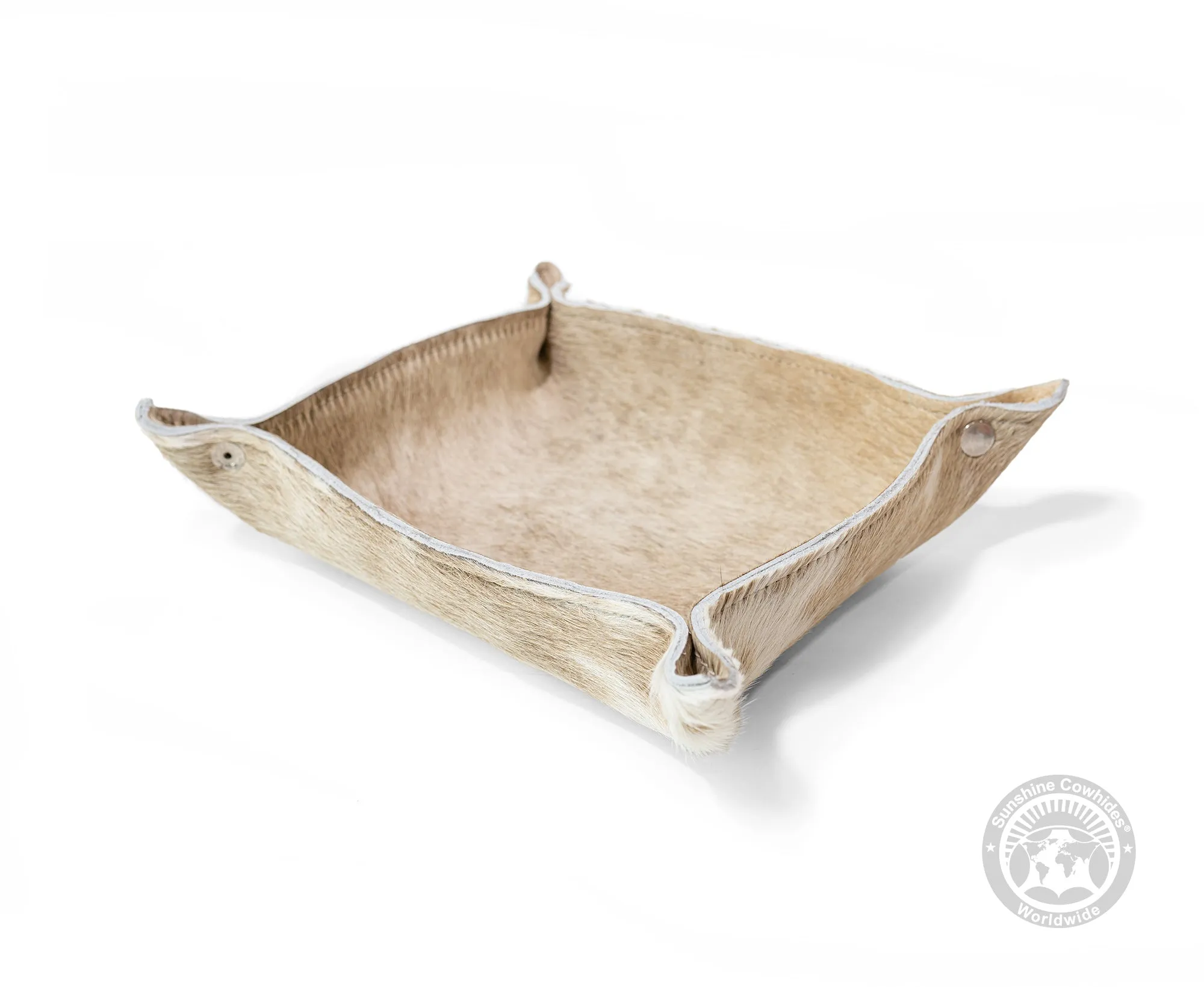 Square Cowhide Hair on Tray - Light Tones