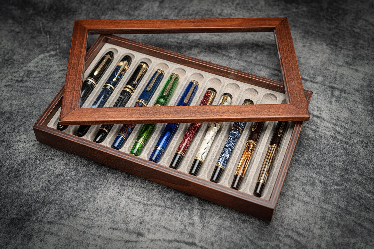 Stack & Store Wood Pen Display Box - With Clear Lid