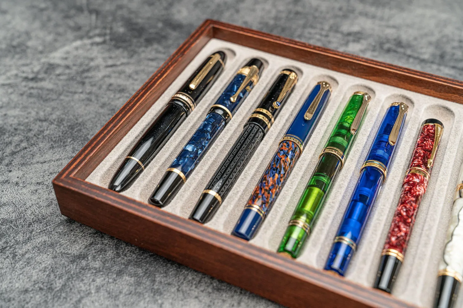 Stack & Store Wood Pen Display Box - With Clear Lid