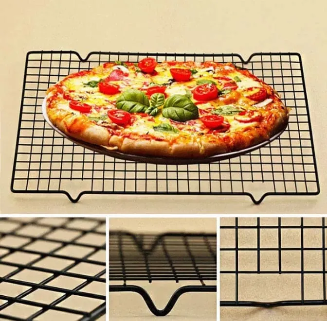 Stainless Steel Wire Grid Cooling Tray, Non Stick Food Rack, Kitchen Baking Pizza Bread Biscuit Holder Shelf, Baking Pan and Cooling Rack