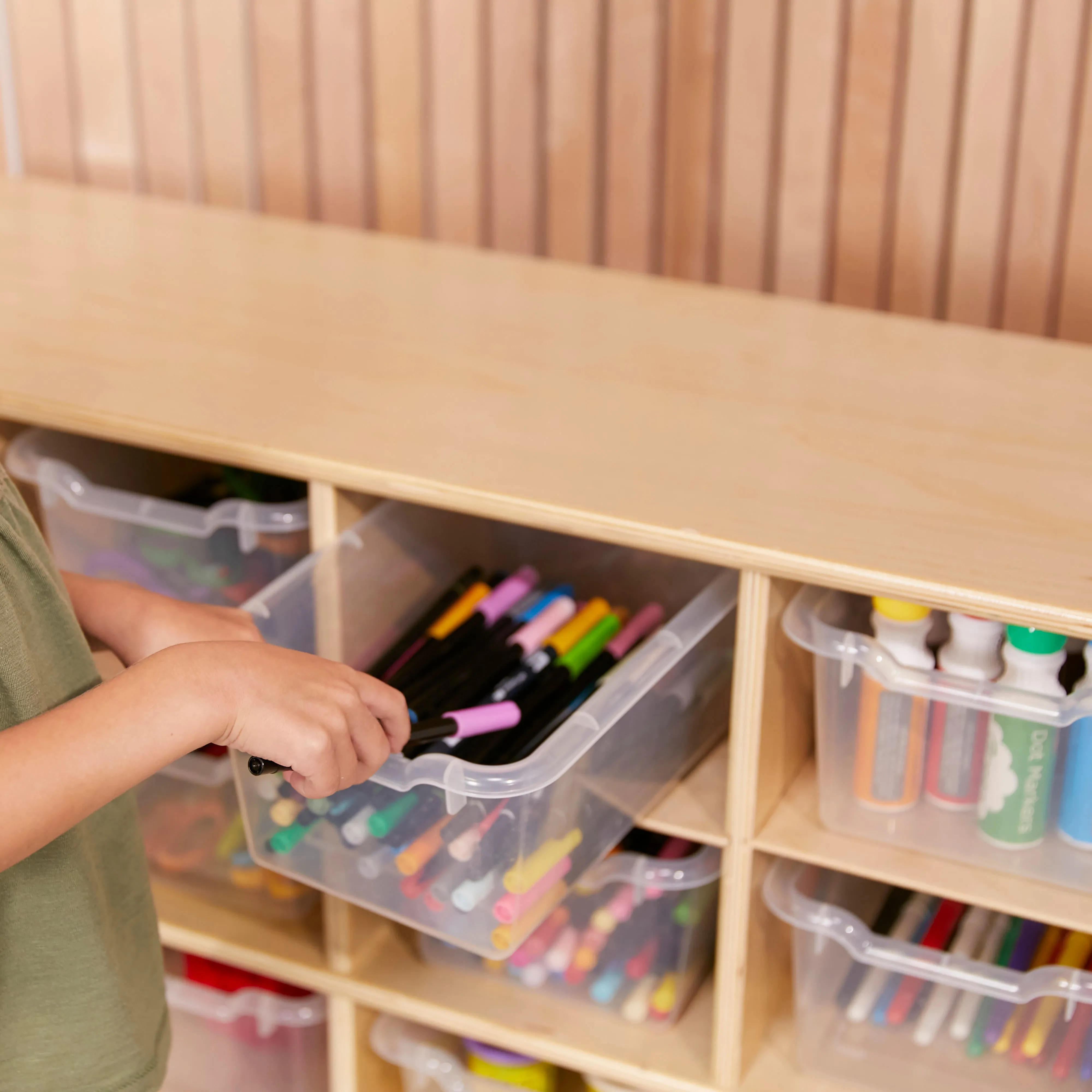 Streamline 20 Cubby Tray Storage Cabinet with Scoop Front Storage Bins, 4x5, Classroom Furniture