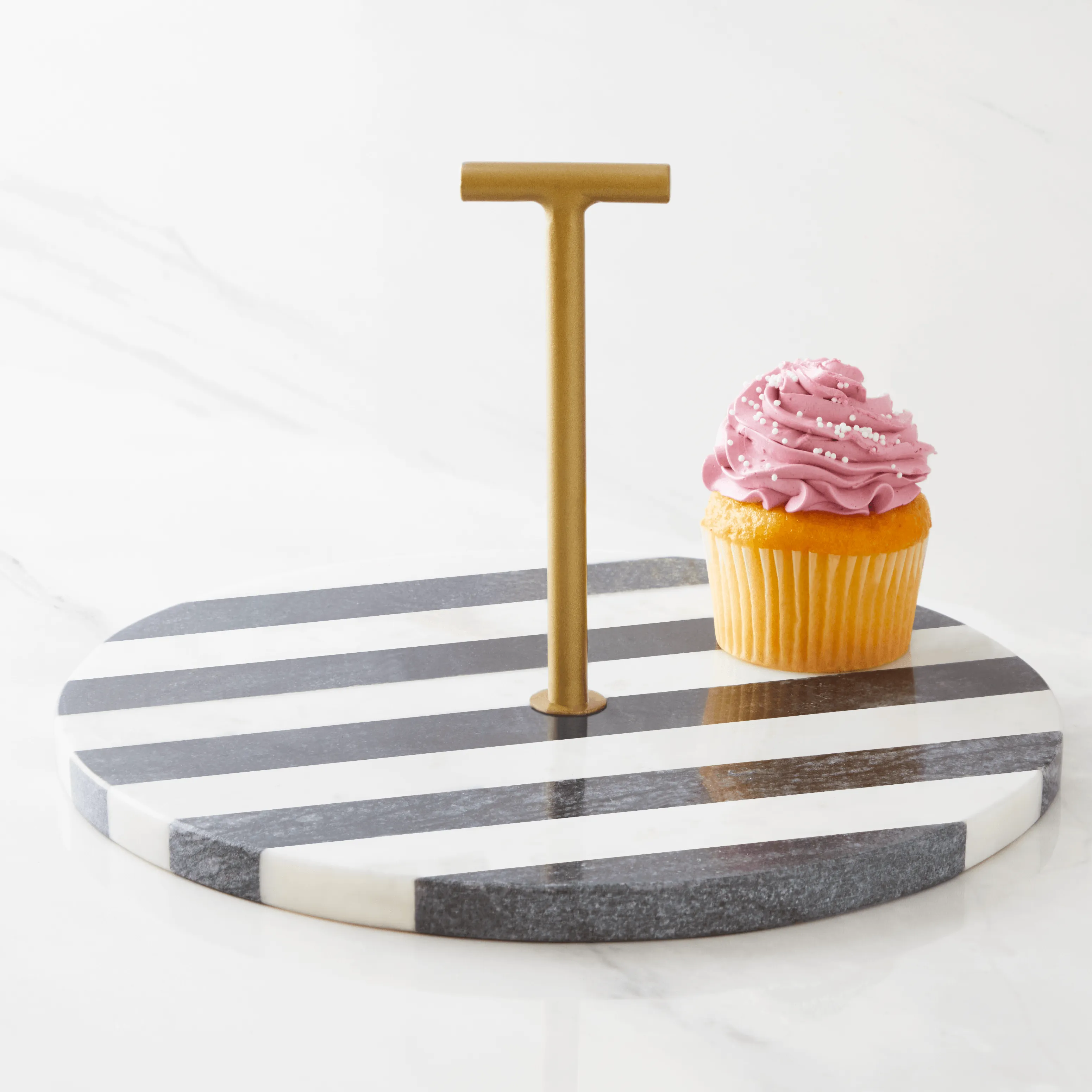 Striped Marble and Brass Cupcake Tray