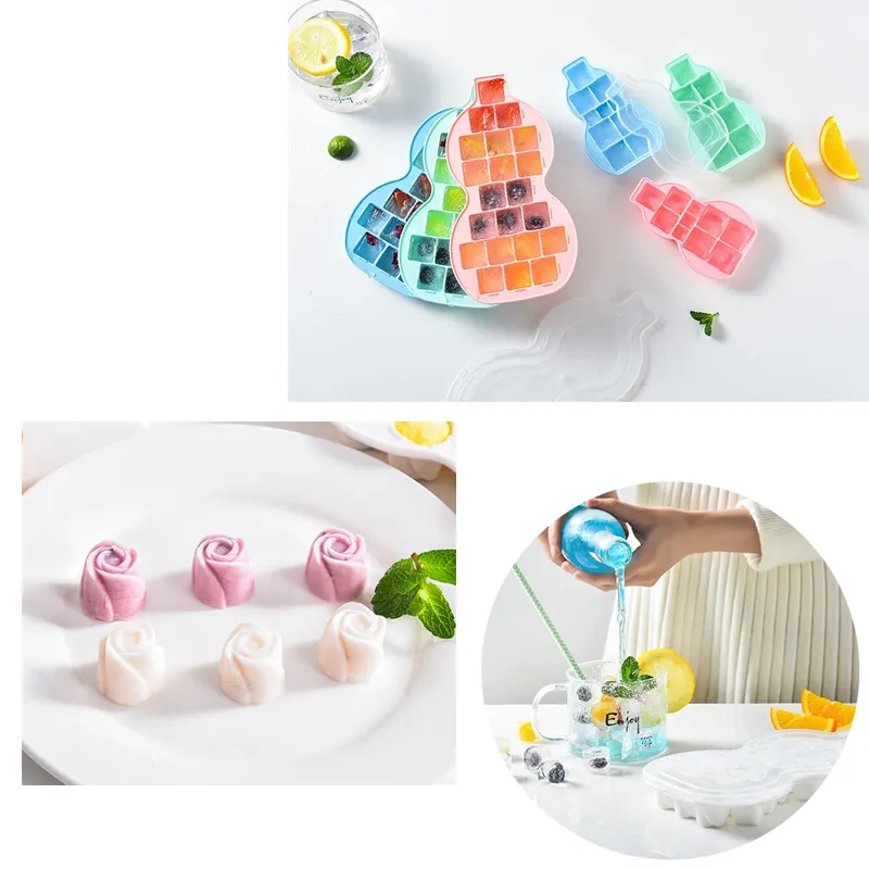 Summer Creative Gourd Shape Silicone Frozen Ice Mold with Lid