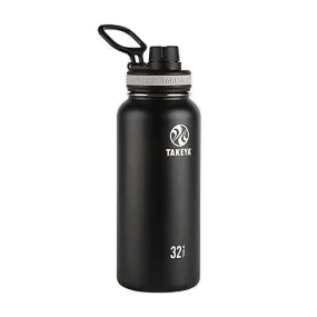 Takeya Black Originals Vacuum-Insulated Stainless-Steel Water Bottle, 32oz