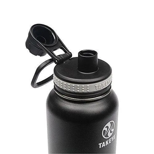 Takeya Black Originals Vacuum-Insulated Stainless-Steel Water Bottle, 32oz