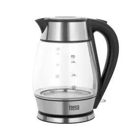 Teesa Electric Kettle, Glass   Inox, 2000 W, Black, 1.7 L