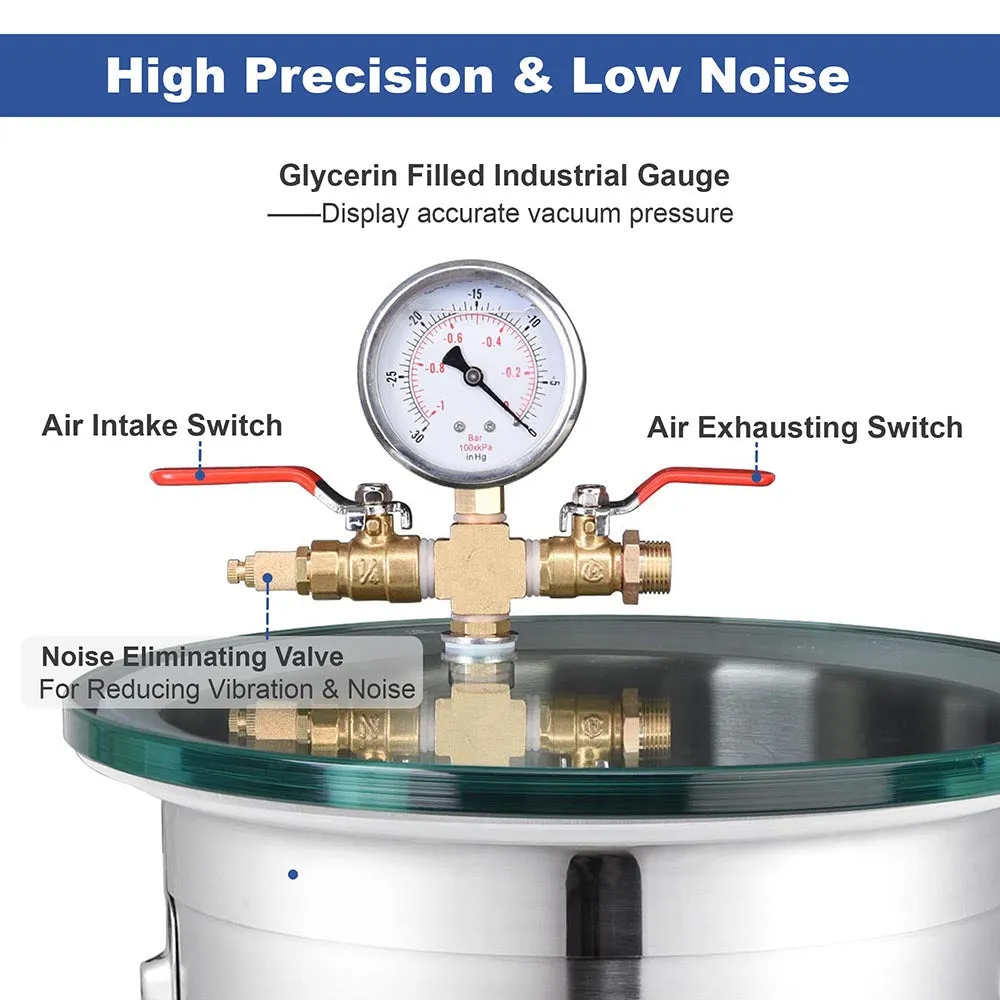 TheLAShop 3 Gallon Degassing Stainless Steel Vacuum Chamber