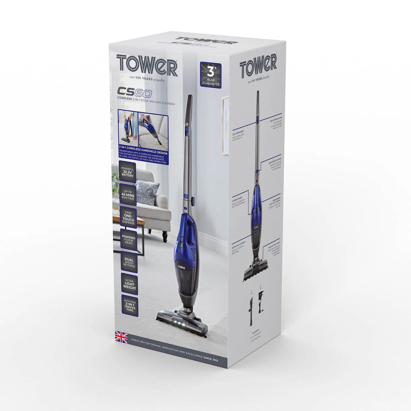 Tower CS60 Cordless 2-in-1 Stick Vac Washington - Blue