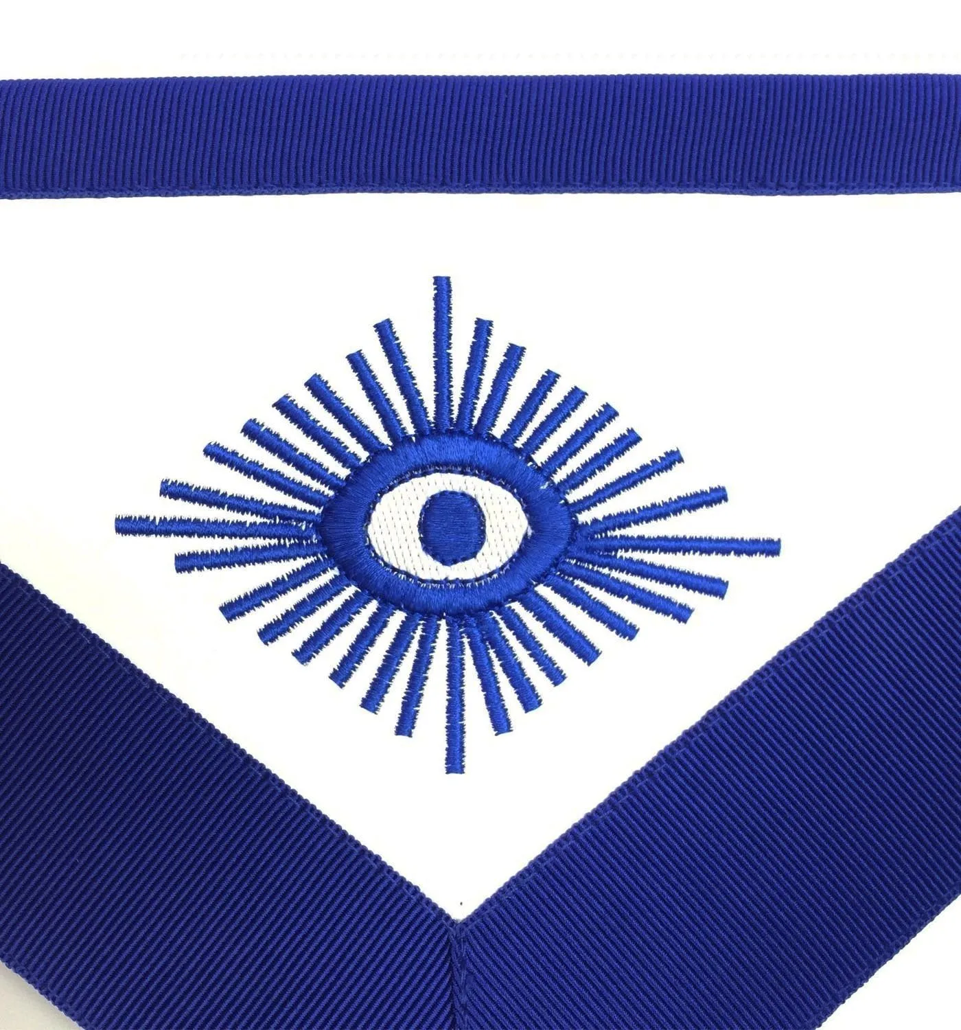 Treasurer Blue Lodge Officer Apron - Royal Blue Wreath Embroidery