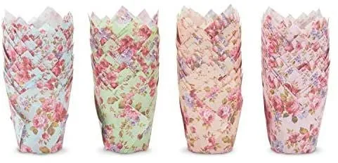 Tulip Cupcake Liners, Floral Baking Cups for Birthday and Wedding (200 Pack)