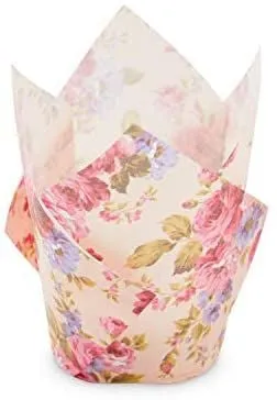 Tulip Cupcake Liners, Floral Baking Cups for Birthday and Wedding (200 Pack)