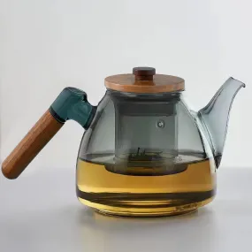 UMAI Borosilicate Glass Tea Pot (800ml)| Glass Kettle For Gas Stove | Stovetop Safe with Removable Glass Infuser Bamboo Handle & Lid | Tea Kettle Glass | Teapot | Tea Maker Kettle | Tea Infuser Kettle