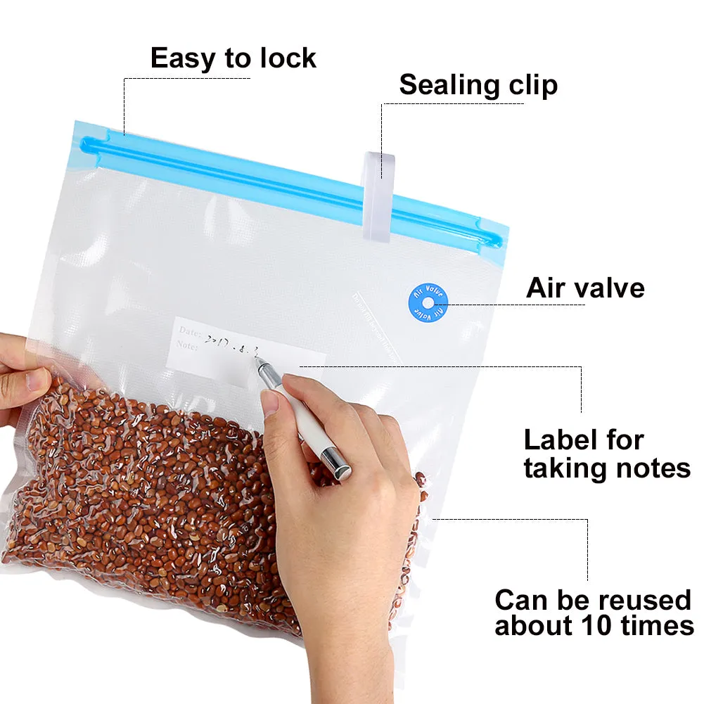 Vacuum Sealer with Hand Pump Vacuum Sealing Valve System with15 Sealed Bags