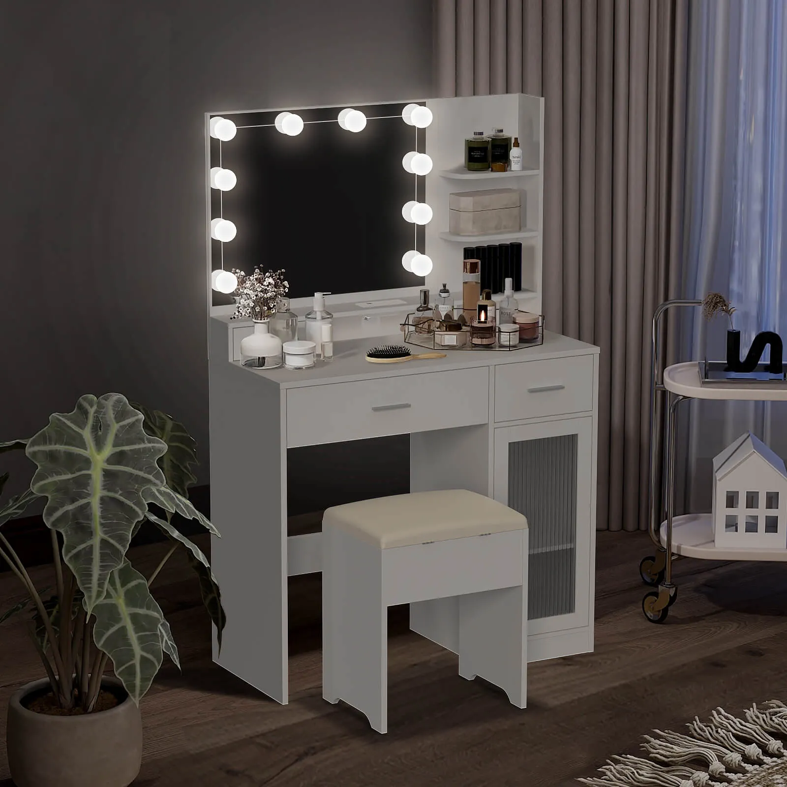 Vanity Desk with Mirror and Lights IF010