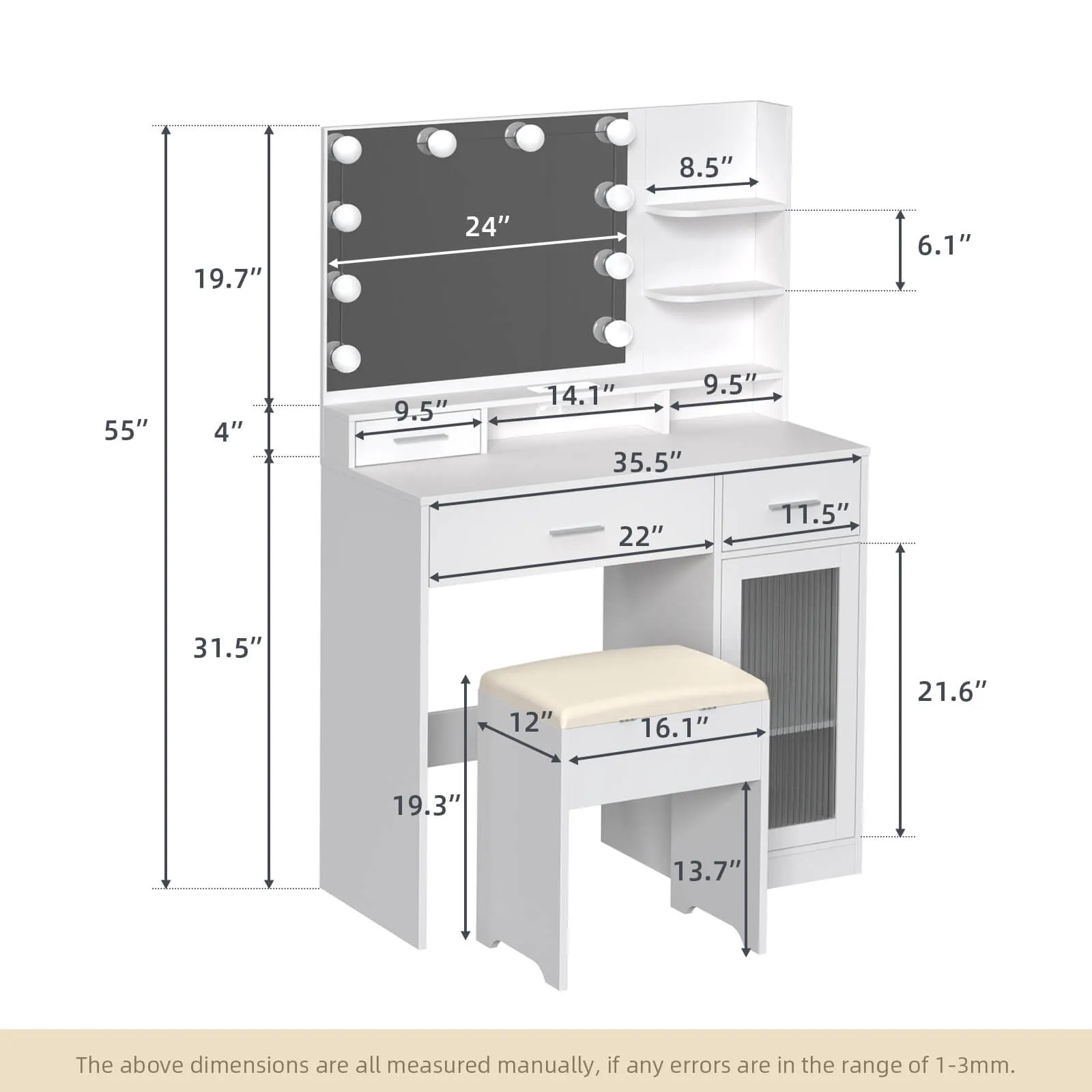 Vanity Desk with Mirror and Lights IF010