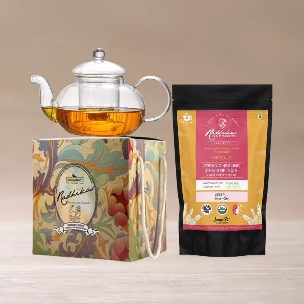 Victorian Glass Kettle and Assam Ginger Tea Gift Box