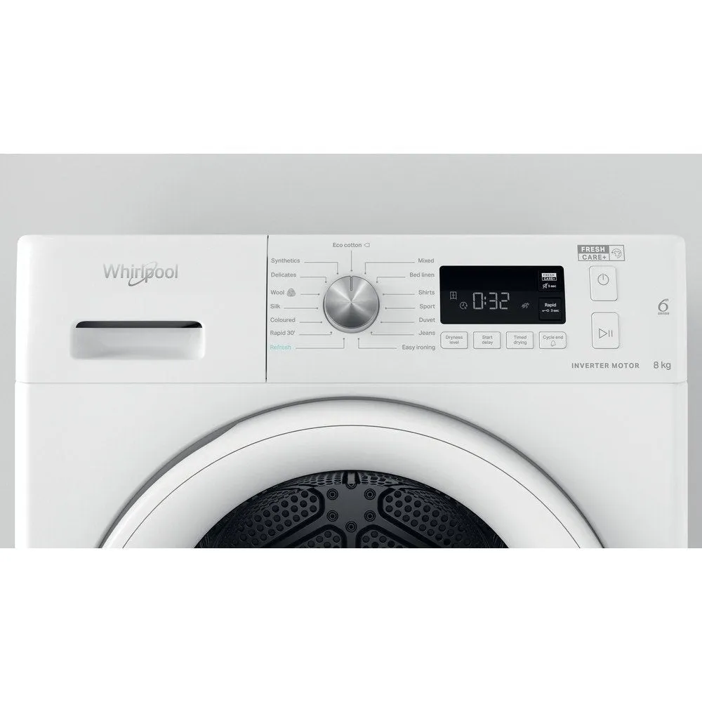 Whirlpool FFTM118X2UK 8Kg Heat Pump Tumble Dryer, 59.5cm Wide - White