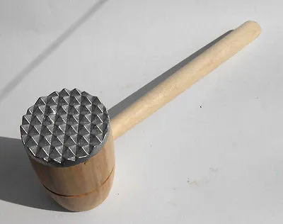 Wooden Kitchen Hammer-Shaped Meat Tenderizer & Chopper Pyramid-shaped Head Wood