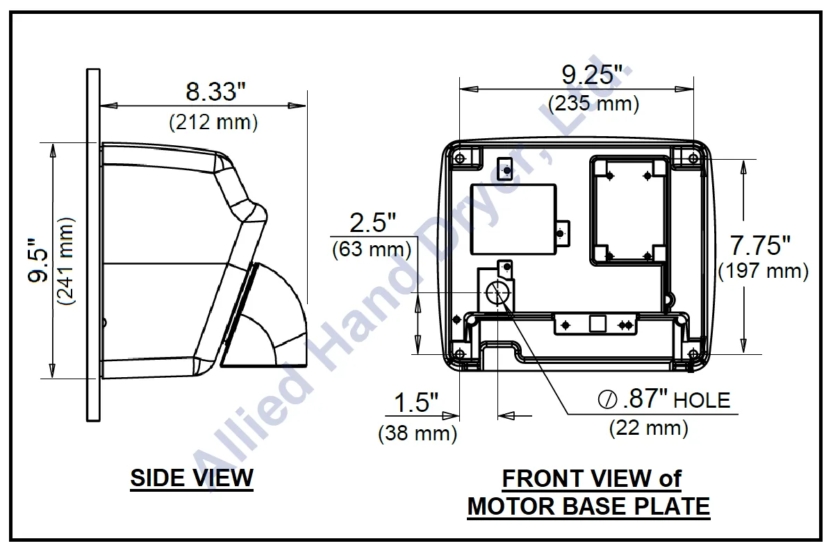 WORLD DRYER® M548-974 AirMax™ Series Hand Dryer - Cast-Iron White Porcelain Push Button(50 Hz - NOT for use in North America)