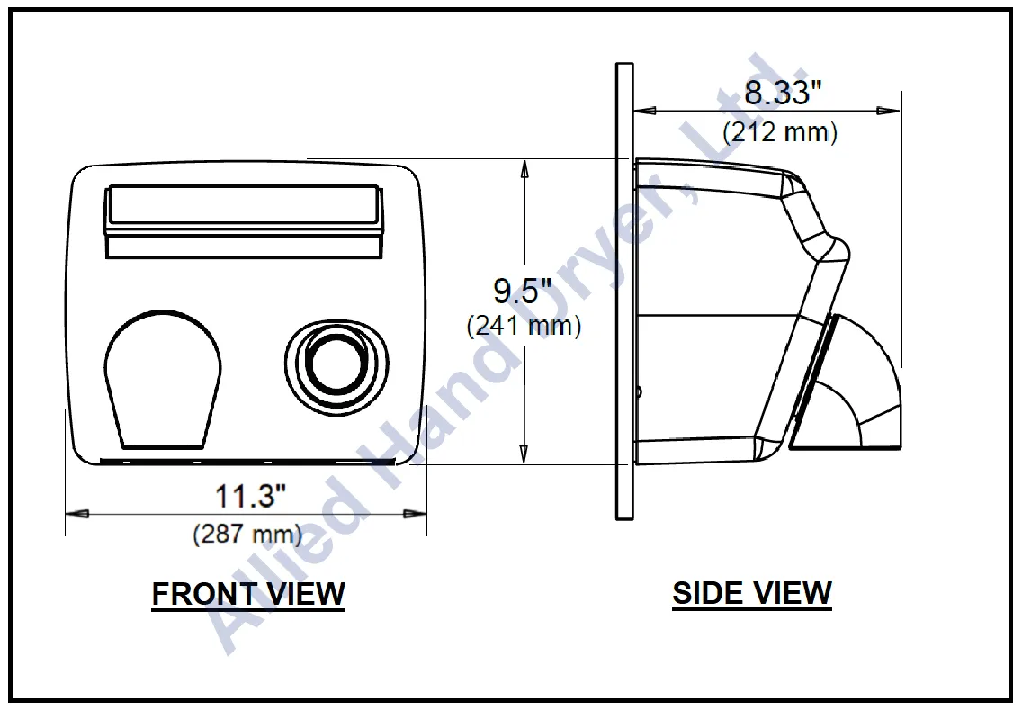 WORLD DRYER® M548-974 AirMax™ Series Hand Dryer - Cast-Iron White Porcelain Push Button(50 Hz - NOT for use in North America)