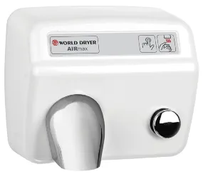 WORLD DRYER® M548-974 AirMax™ Series Hand Dryer - Cast-Iron White Porcelain Push Button(50 Hz - NOT for use in North America)