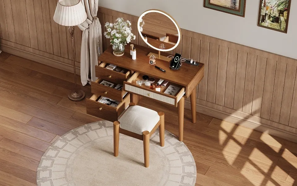 Zano Makeup Vanity Set - Walnut